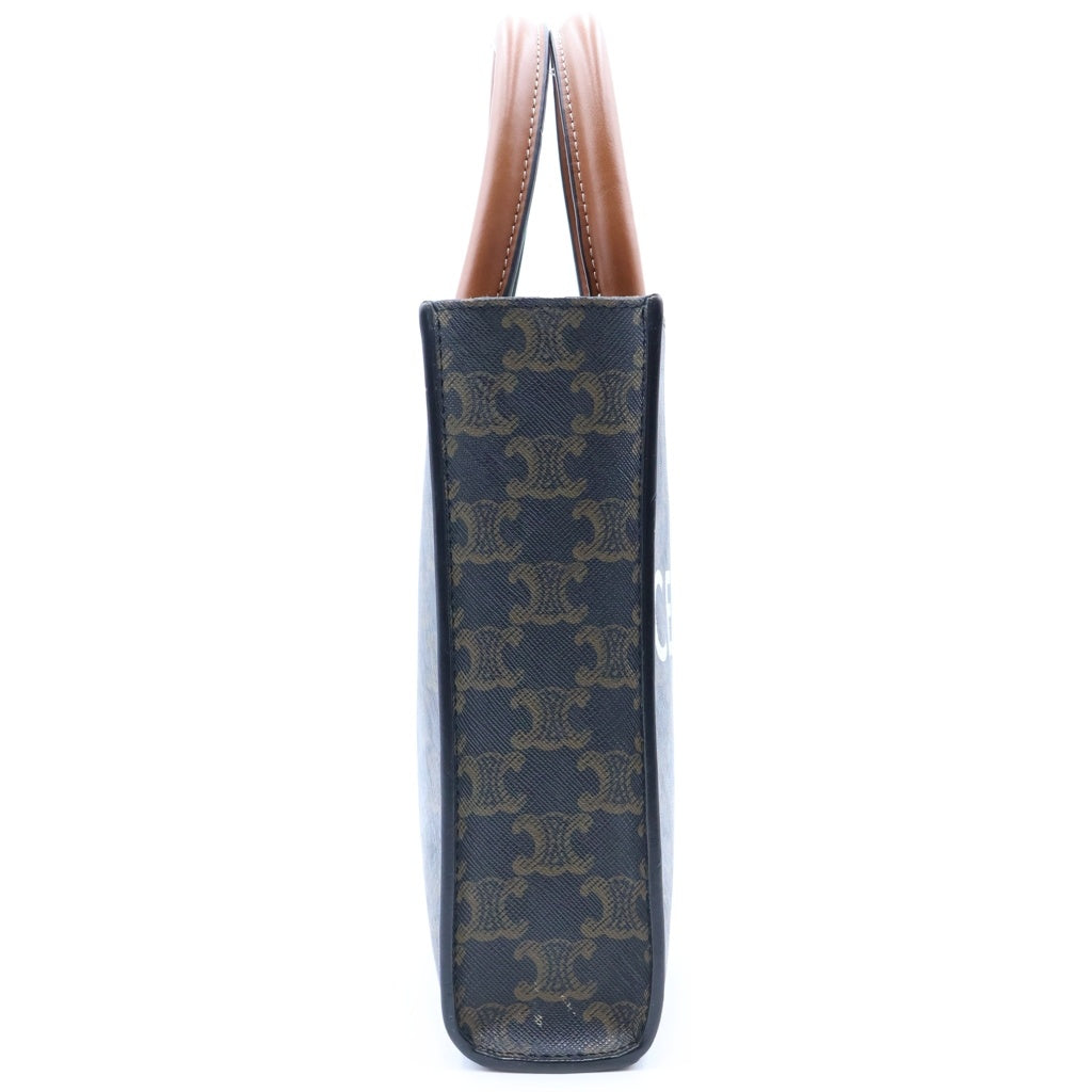 CELINE(セリーヌ) トリオンフ バーティカルカバ ミニ 2WAYハンドバッグ ミニバッグ ショルダーバッグ ブラウン レザー×PVC ゴールド金具 レディース