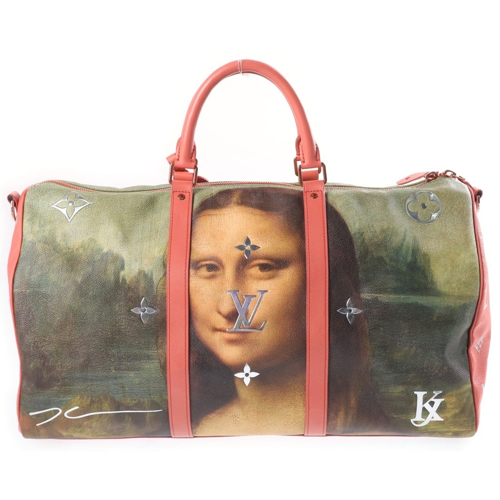 LOUIS VUITTON(ルイヴィトン) モナリザ キーポル・バンドリエール 50 2WAYハンドバッグ ボストンバッグ トラベルバッグ ショルダーバッグ ピンク レザー×PVC M43377 ピンク金具 レディース