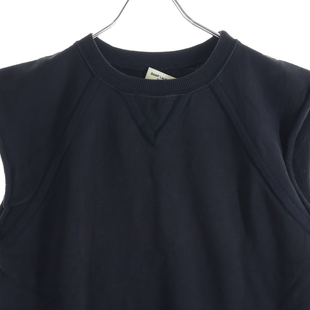 YVES SAINT LAURENT(イヴサンローラン) カットオフ ノースリーブスウェット タンクトップ コットン ブラック 314686