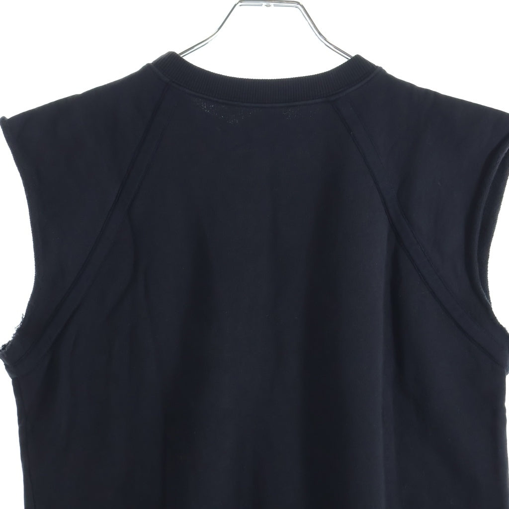YVES SAINT LAURENT(イヴサンローラン) カットオフ ノースリーブスウェット タンクトップ コットン ブラック 314686