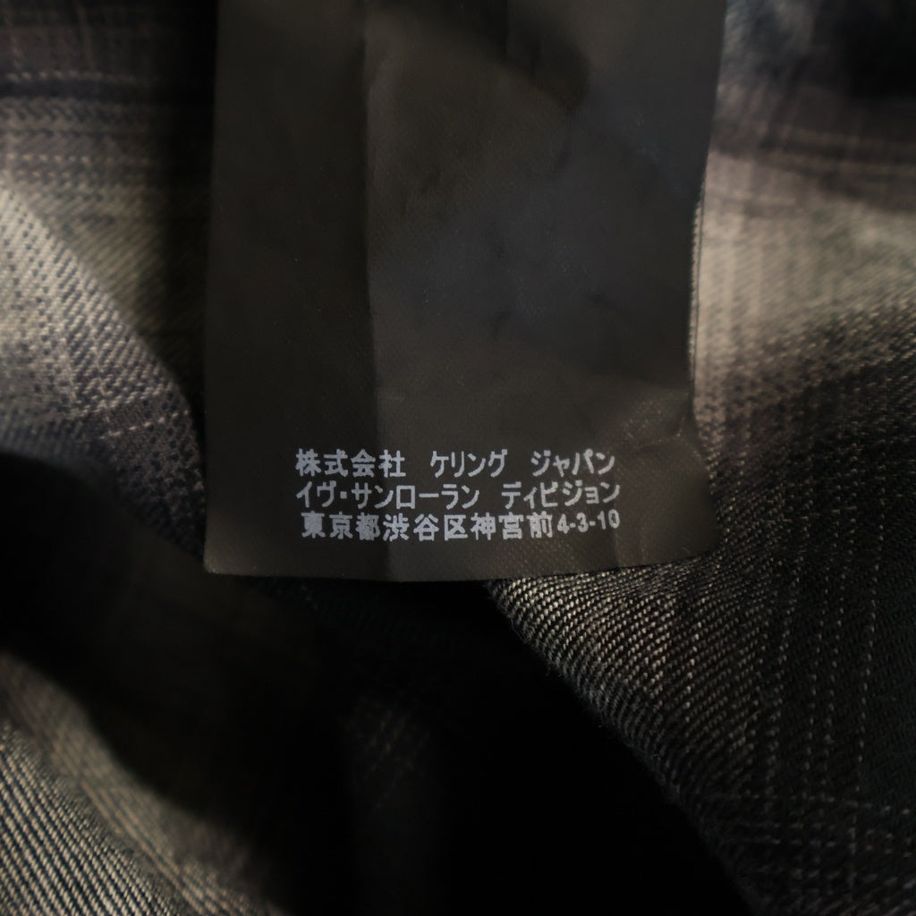 YVES SAINT LAURENT(イヴサンローラン) オンブレチェック ウエスタン 長袖 シャツ ブラック 396678