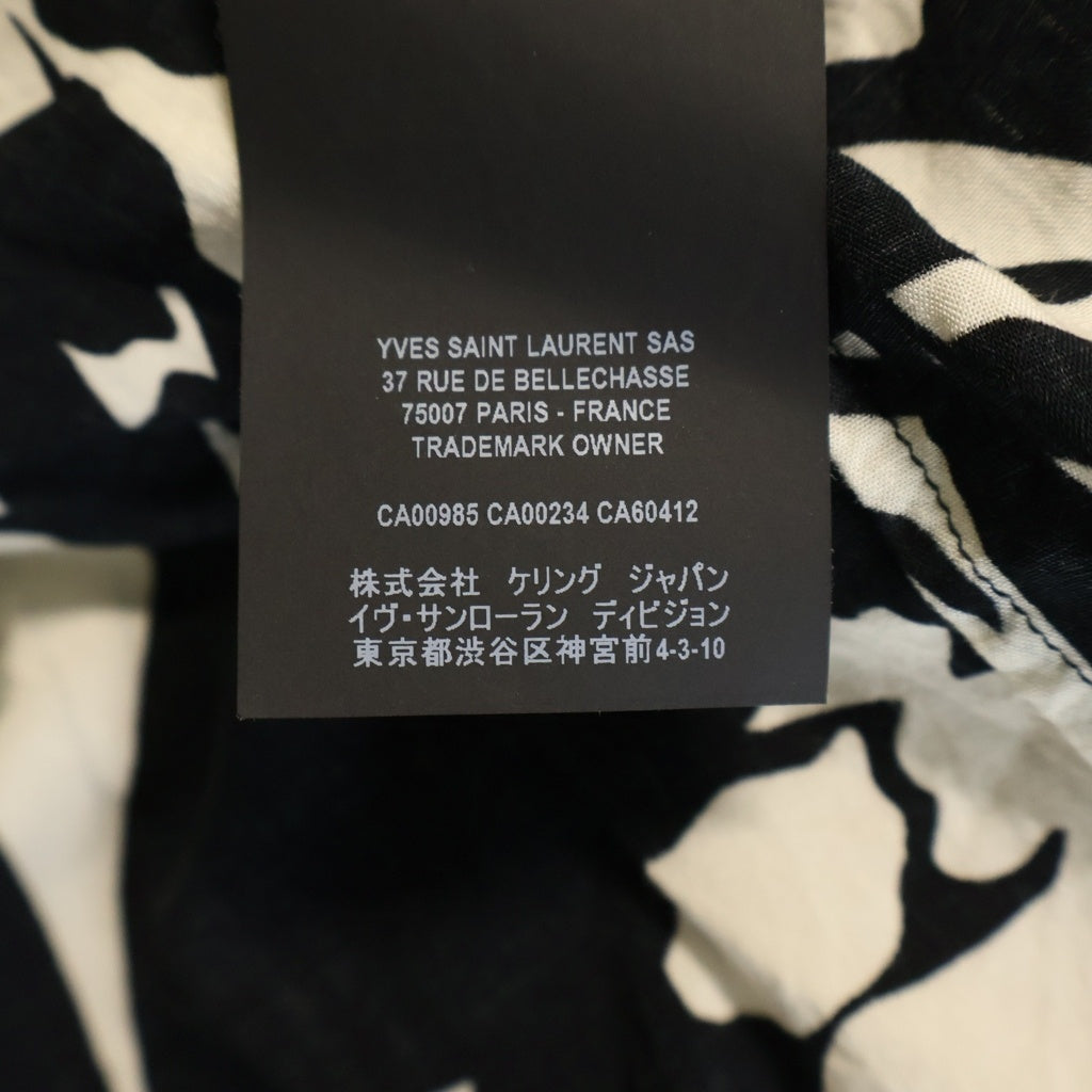 YVES SAINT LAURENT(イヴサンローラン) 半袖 シャツ 総柄 レーヨン ホワイト/ブラック