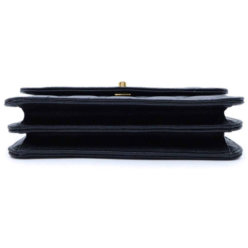 CHANEL(シャネル) マトラッセ チェーンウォレット ショルダーバッグ バッグチャーム付き ゴールド金具 キャビアスキン AP3318 レディース