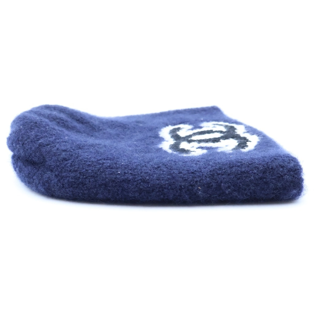 CHANEL(シャネル) ココマーク ビーニー ウールニット帽 ネイビー レディース