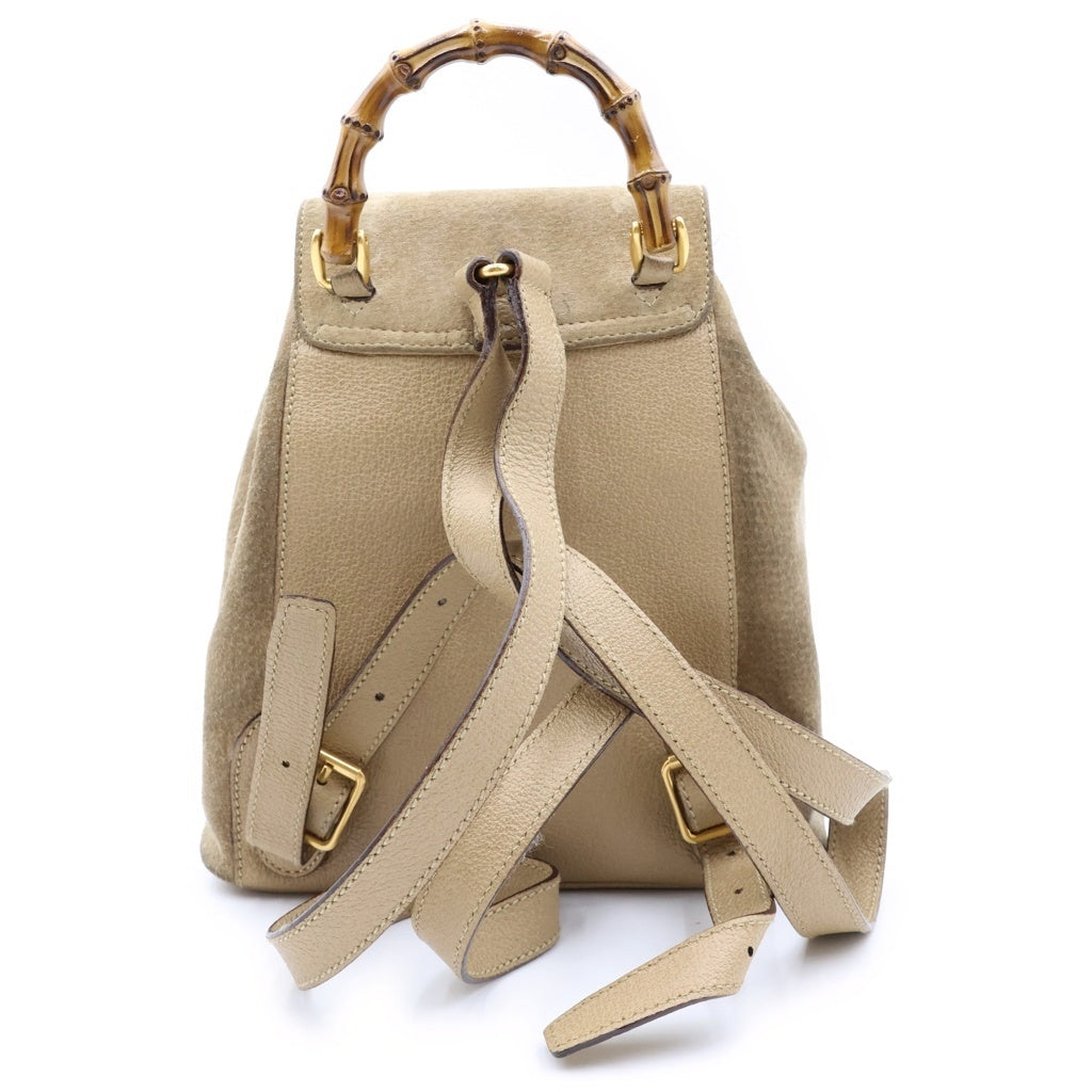 GUCCI(グッチ) バンブー リュックサック バックパック ベージュ スエード 003・1705・0030 ゴールド金具