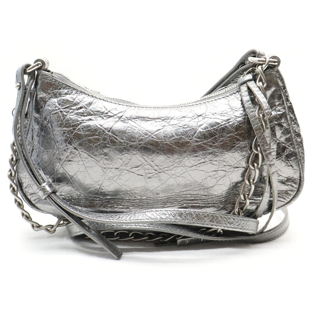 BALENCIAGA(バレンシアガ) ル カゴール ミニ 2WAYチェーンハンドバッグ ショルダーバッグ シルバー シャイニーカーフスキン 695814 シルバー金具