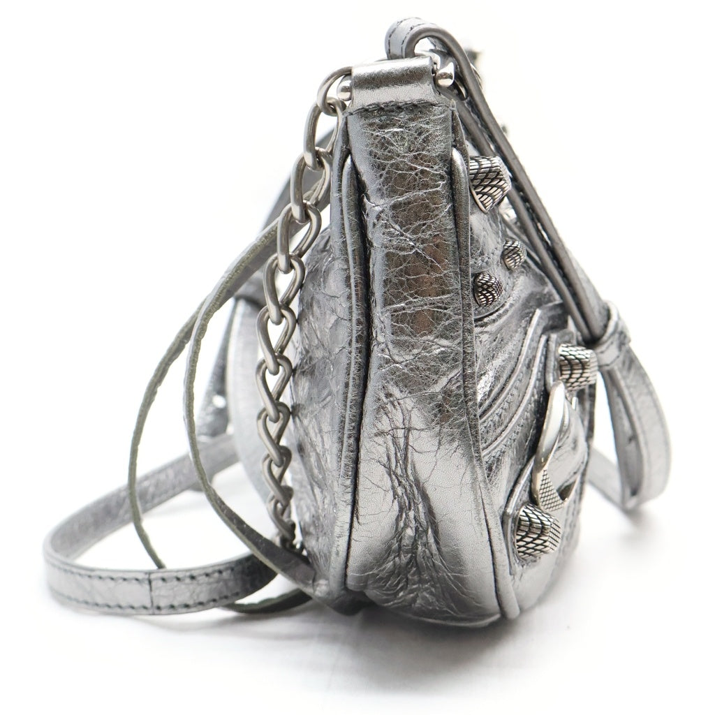 BALENCIAGA(バレンシアガ) ル カゴール ミニ 2WAYチェーンハンドバッグ ショルダーバッグ シルバー シャイニーカーフスキン 695814 シルバー金具