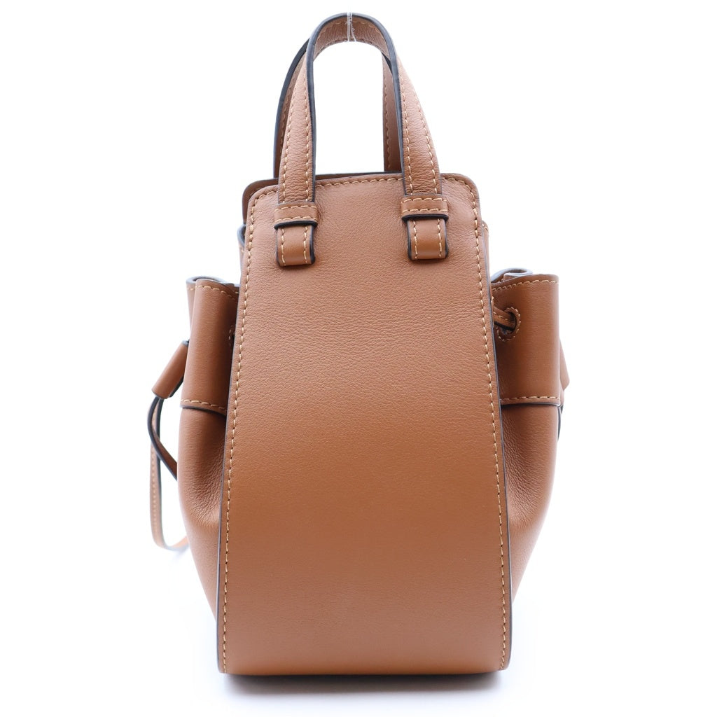 LOEWE(ロエベ) ハンモック ドローストリングバッグ 2WAYハンドバッグ ショルダーバッグ ブラウン レザー シルバー金具 レディース