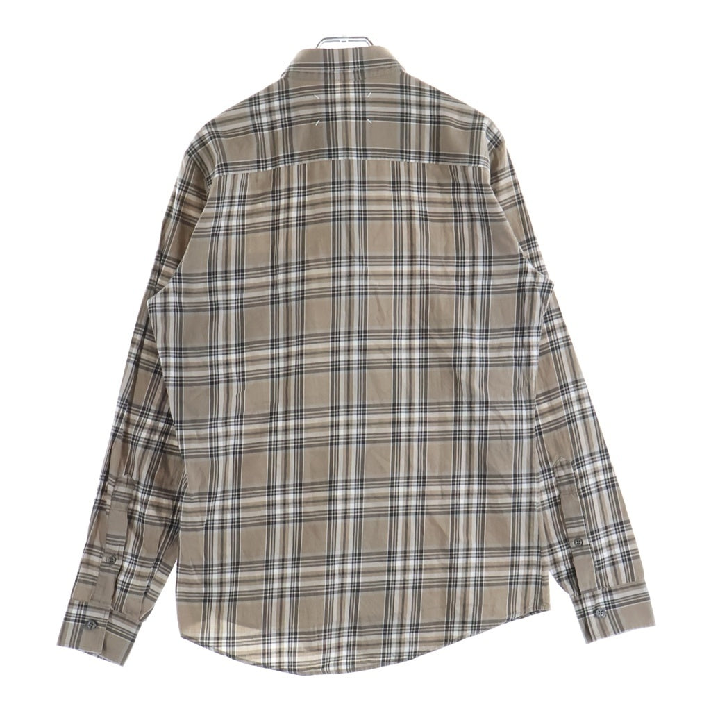 Maison Martin Margiela(メゾンマルタンマルジェラ) フロントポケット長袖チェックシャツ ブラウン S30DL0207