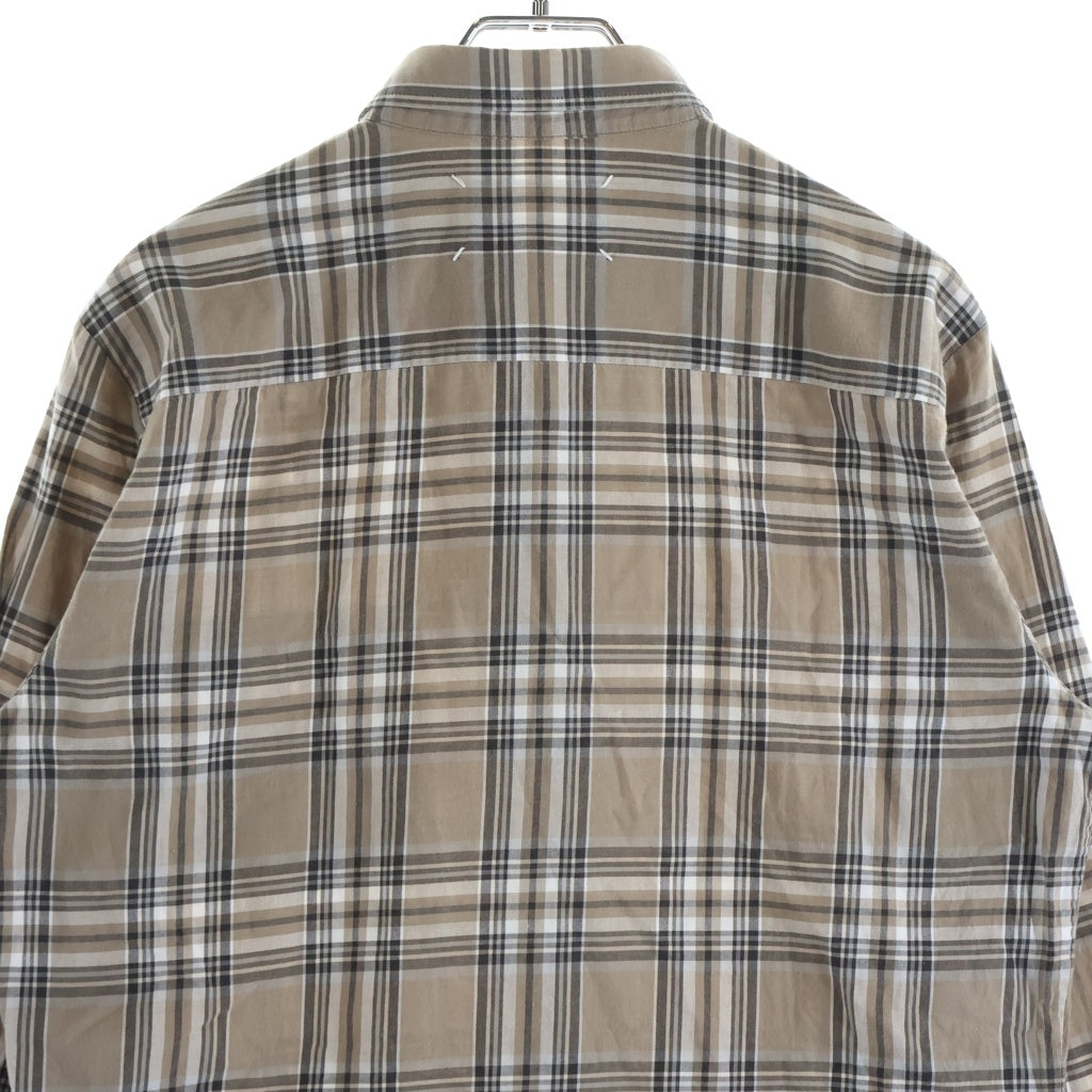 Maison Martin Margiela(メゾンマルタンマルジェラ) フロントポケット長袖チェックシャツ ブラウン S30DL0207