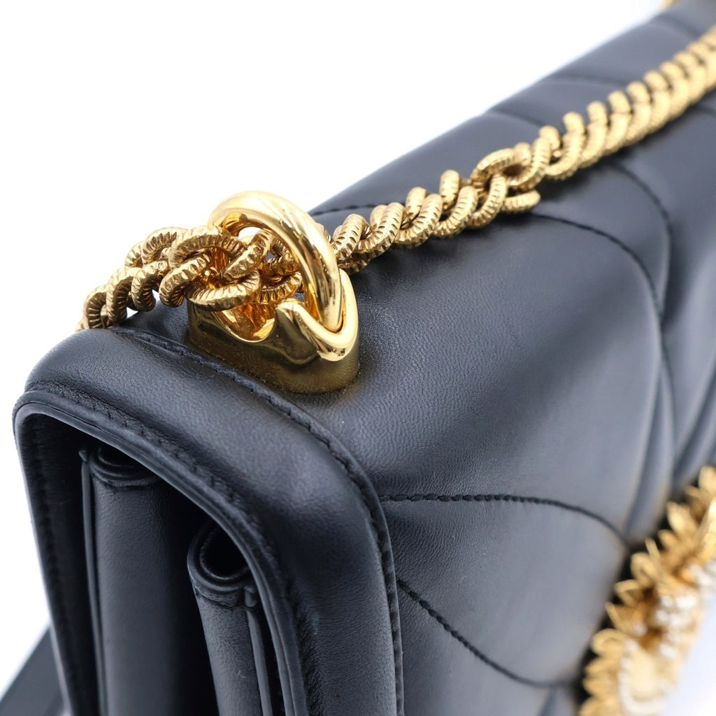 DOLCE & GABBANA(ドルチェアンドガッバーナ) ディヴォーション ショルダーバッグ ブラック レザー ゴールド金具 レディース