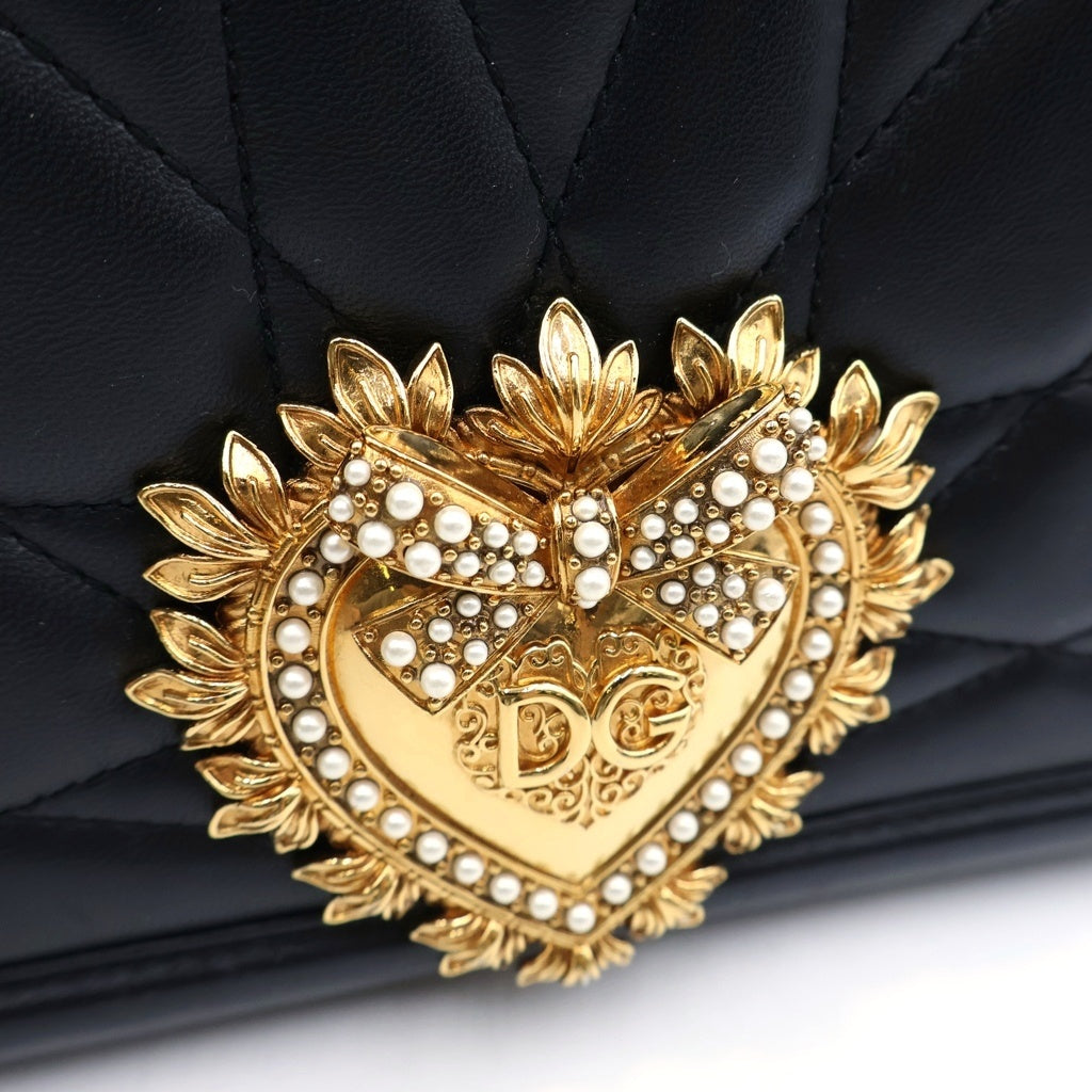 DOLCE & GABBANA(ドルチェアンドガッバーナ) ディヴォーション ショルダーバッグ ブラック レザー ゴールド金具 レディース