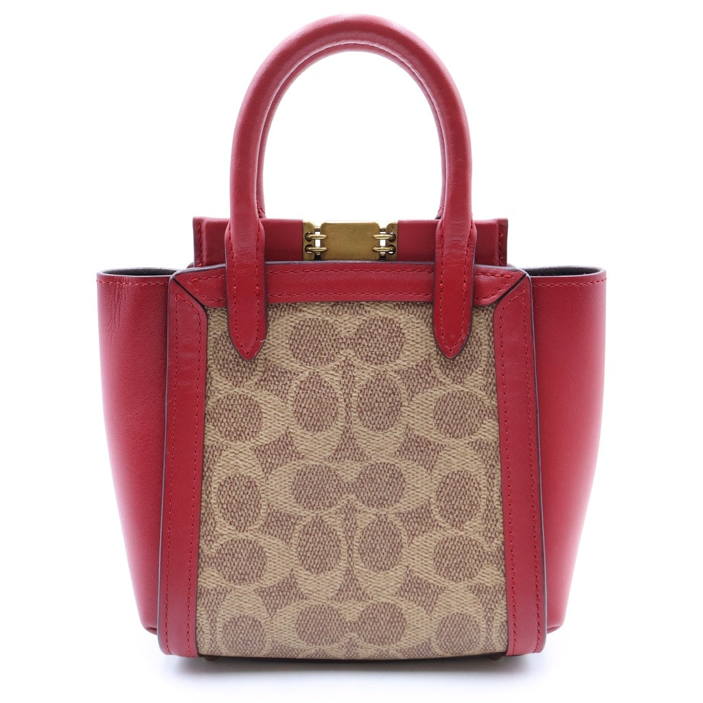 COACH(コーチ) シグネチャー 2WAYバッグ ハンドバッグ ショルダーバッグ レッド×ブラウン レザー×PVC 84228 ゴールド金具