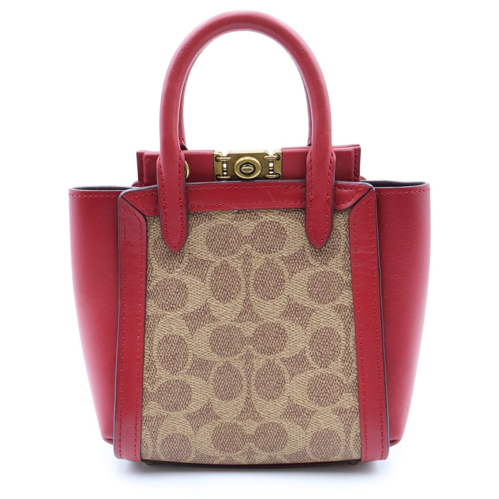 COACH(コーチ) シグネチャー 2WAYバッグ ハンドバッグ ショルダーバッグ レッド×ブラウン レザー×PVC 84228 ゴールド金具