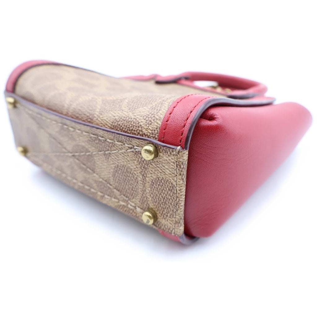 COACH(コーチ) シグネチャー 2WAYバッグ ハンドバッグ ショルダーバッグ レッド×ブラウン レザー×PVC 84228 ゴールド金具