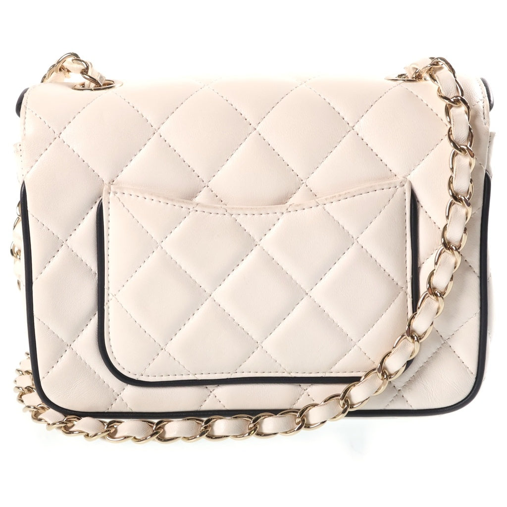 CHANEL(シャネル) マトラッセ SフラップSチェーンショルダーバッグ ホワイト×ブラック ラムスキン プレートシリアル AP4512 ゴールド金具