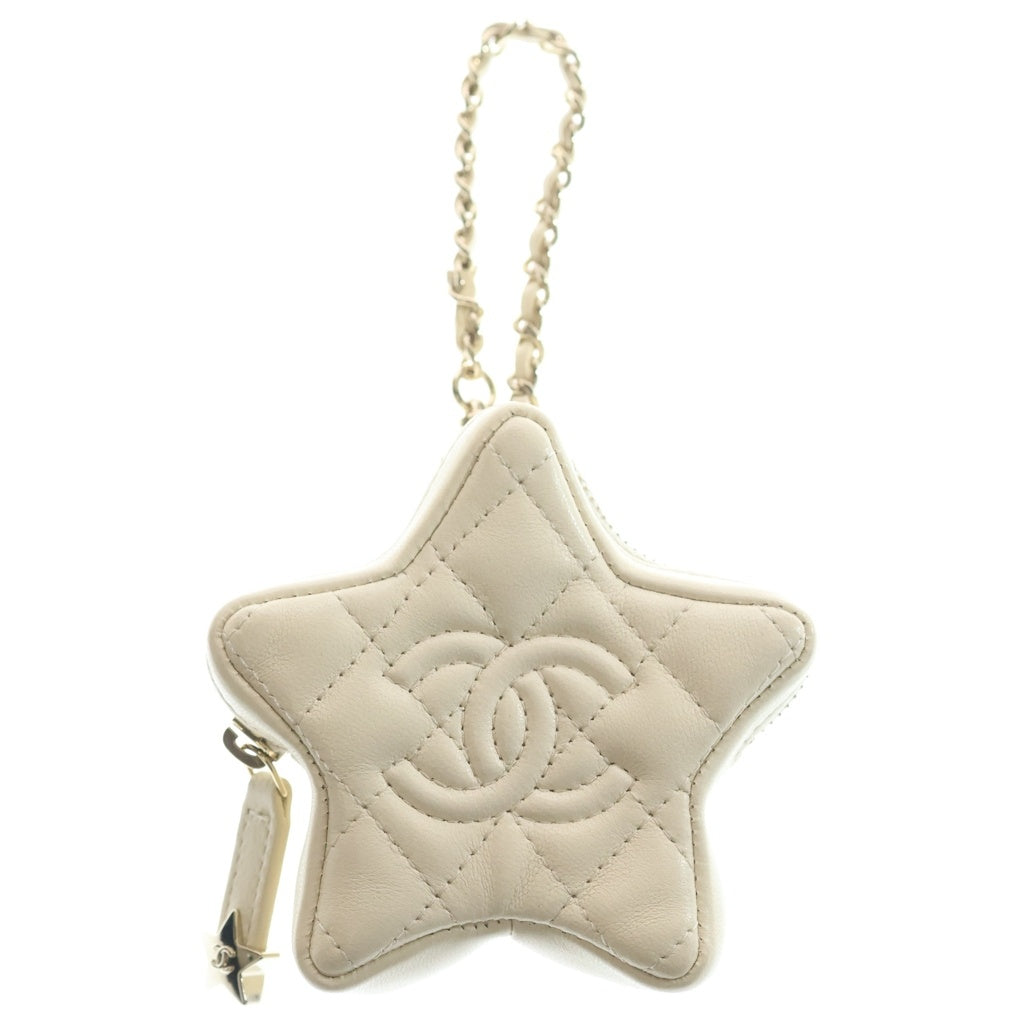 CHANEL(シャネル) ココマーク スター ポーチ バッグチャーム ラムスキン アイボリー AP4985