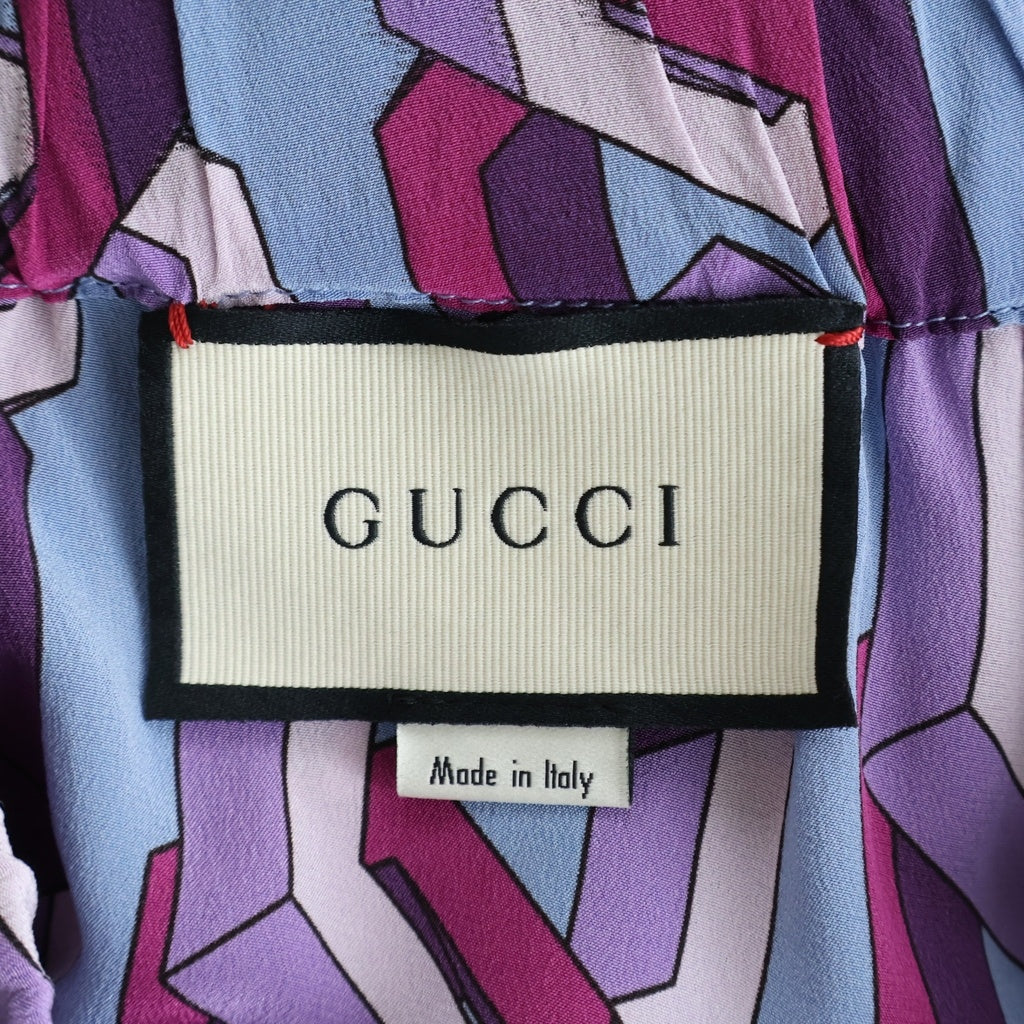 GUCCI(グッチ) イージーパンツ 総柄 シルク パープル マルチカラー 476654 レディース