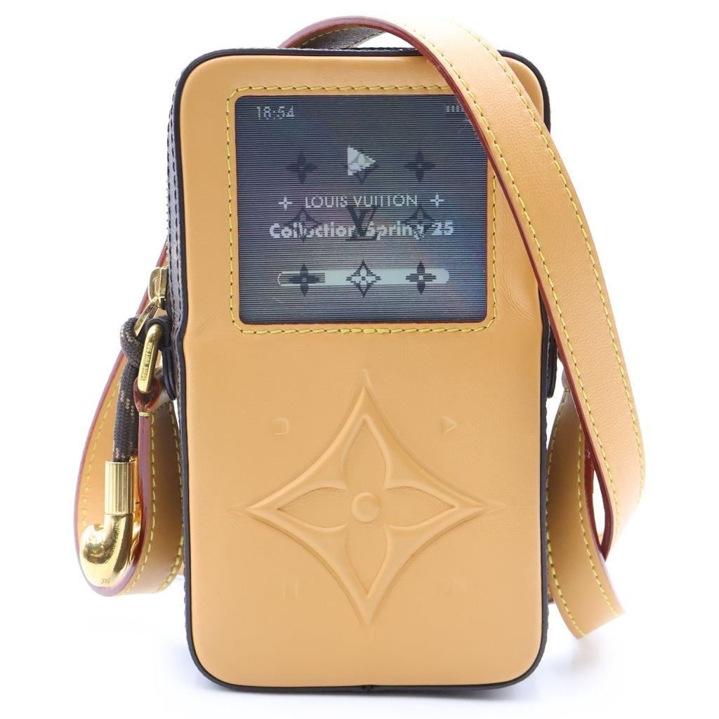 LOUIS VUITTON(ルイヴィトン) モノグラム ミュージックプレイヤー・ウェアラブルウォレット ショルダーバッグ ブラウン レザー M14063 ゴールド金具 レディース