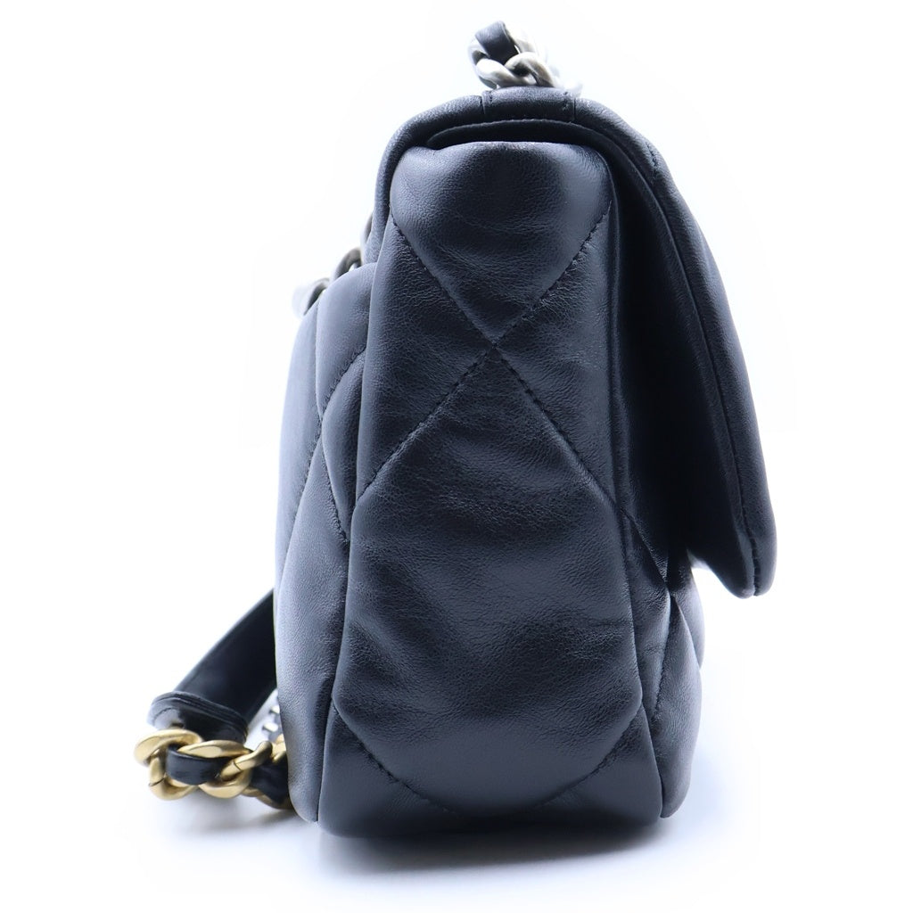 CHANEL(シャネル) シャネル19 マトラッセ ココマーク チェーン ハンドバッグ 2wayショルダー ゴールド シルバー金具 シャイニーカーフスキン ブラック AS1160