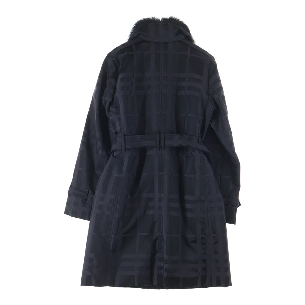 BURBERRY LONDON(バーバリーロンドン) フード ノバチェック ロングダウンジャケット ダウンコート ダークパープル FS354-032-39