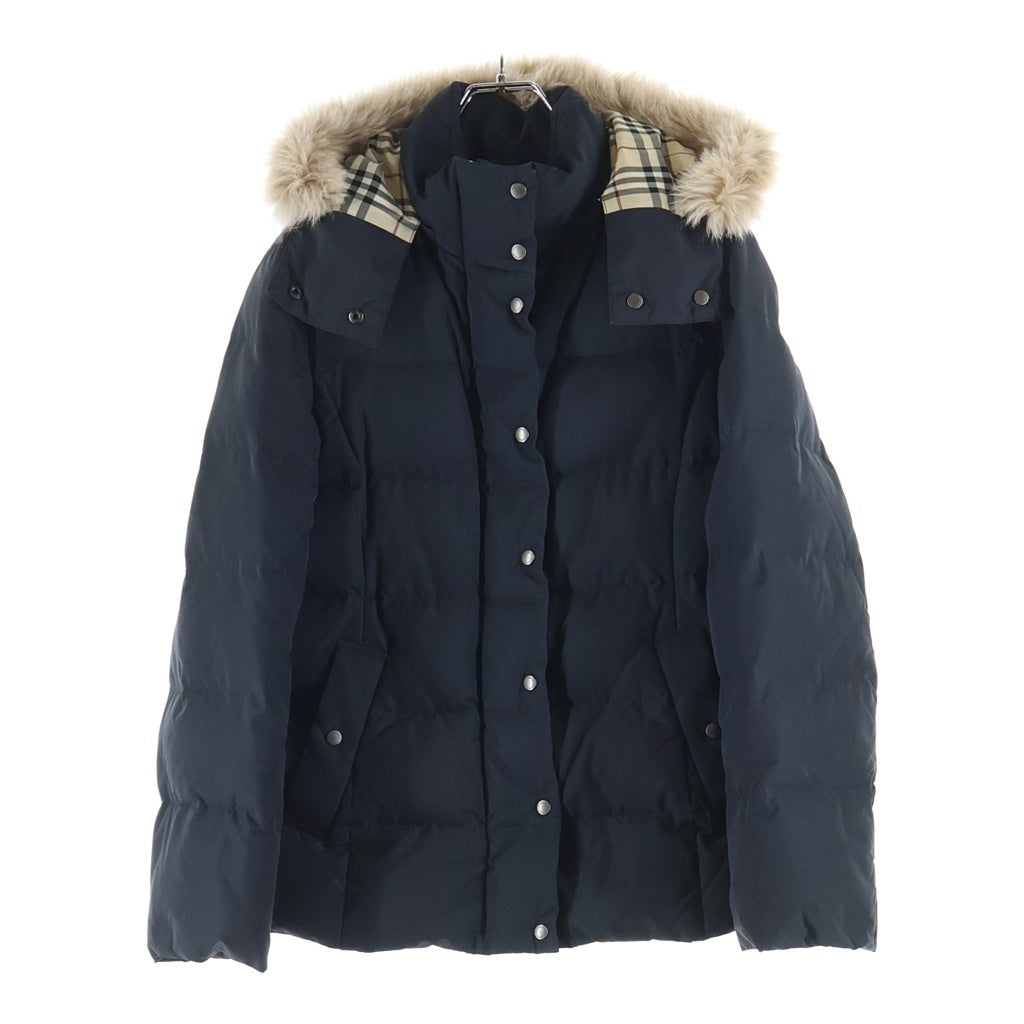 BURBERRY LONDON(バーバリーロンドン) ノバチェック ファーフードダウンジャケット ブラック FC011-826-09