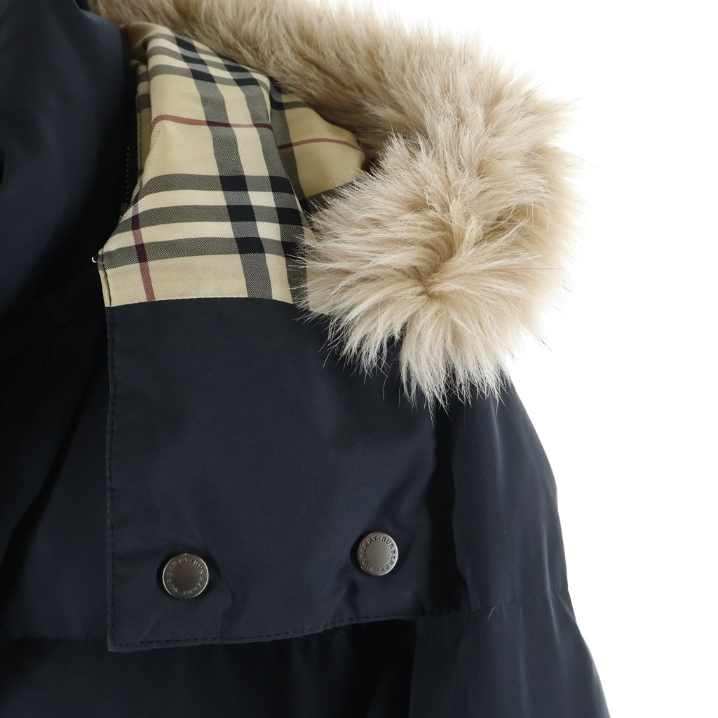 BURBERRY LONDON(バーバリーロンドン) ノバチェック ファーフードダウンジャケット ブラック FC011-826-09