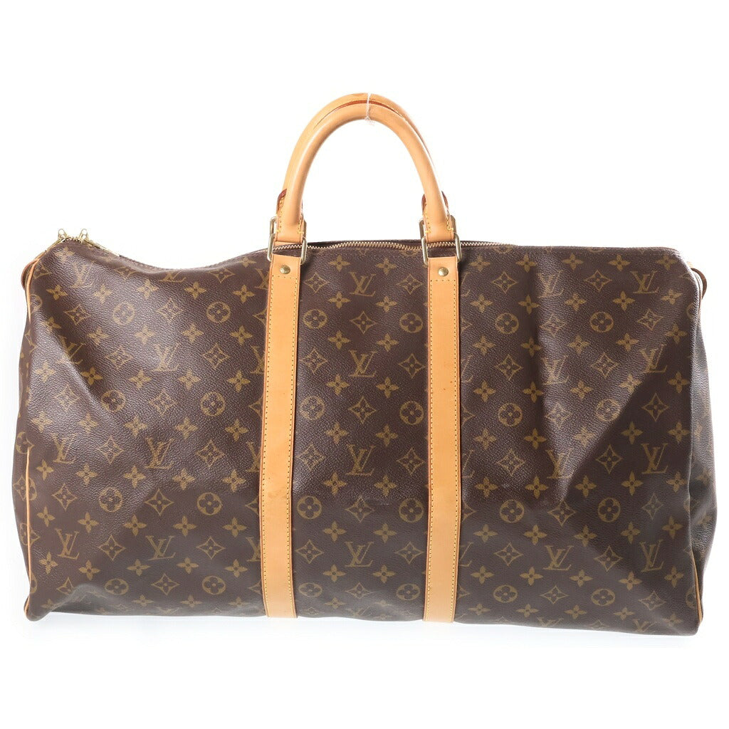 LOUIS VUITTON(ルイヴィトン) モノグラム キーポル55 ボストンバッグ ハンドバッグ トラベルバッグ ブラウン レザー×PVC M41424 ゴールド金具
