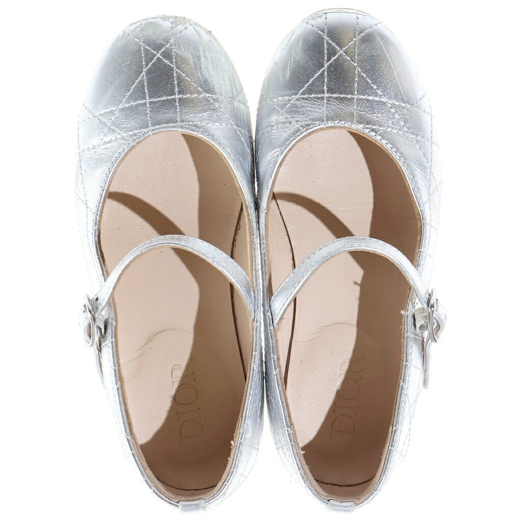 DIOR(ディオール) バレリーナシューズ パンプス キッズ ベビー カナージュ レザー シルバー