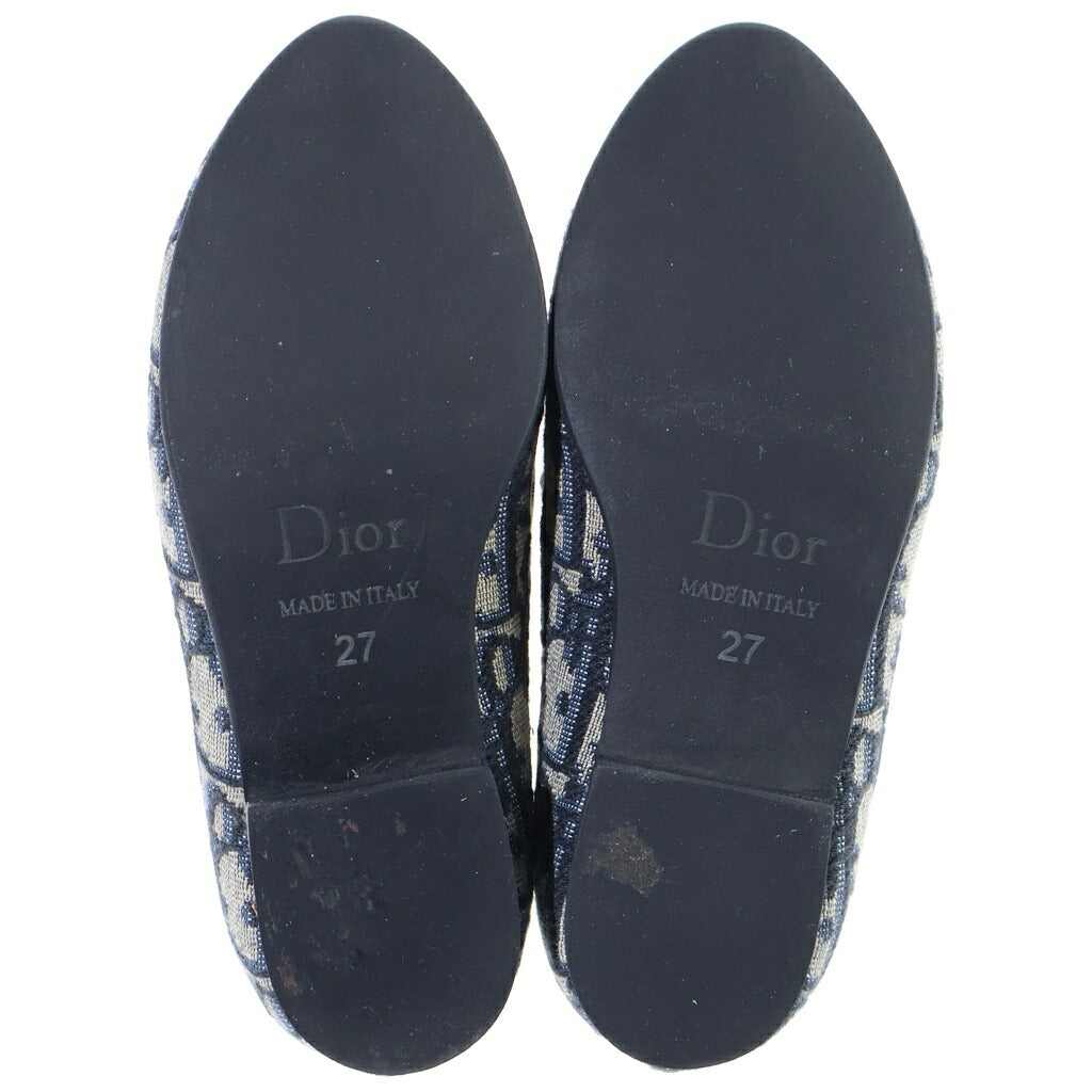 DIOR(ディオール) バレエ フラットシューズ パンプス キッズ ベビー オブリーク リボン キャンバス コットン ジャカード ネイビー