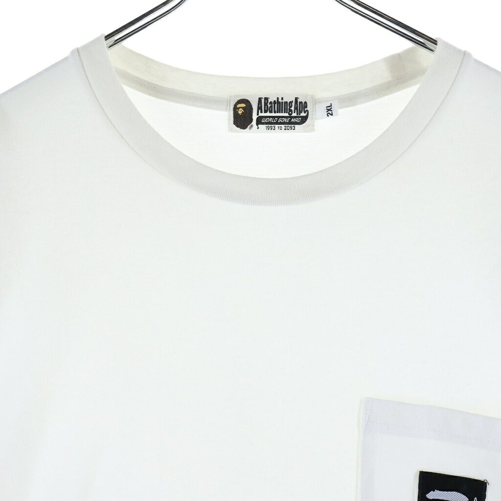 A BATHING APE(アベイシングエイプ) ワッペンロゴ ポケット クルーネック 半袖Tシャツ カットソー ホワイト