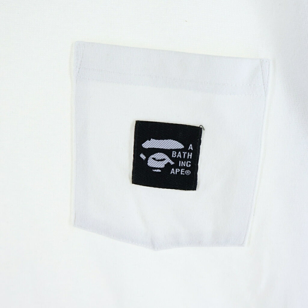 A BATHING APE(アベイシングエイプ) ワッペンロゴ ポケット クルーネック 半袖Tシャツ カットソー ホワイト