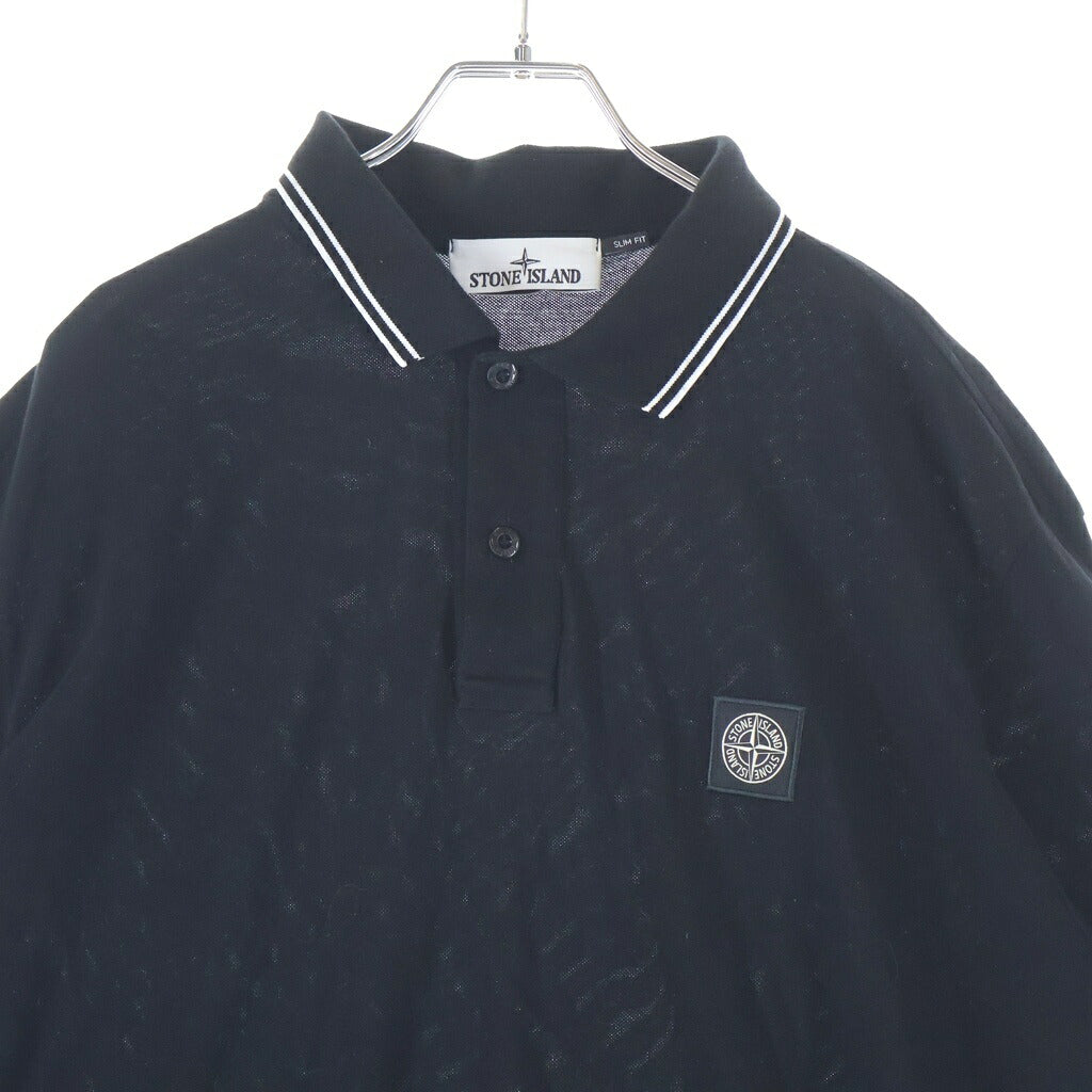 STONE ISLAND(ストーンアイランド) ワッペンロゴ 半袖 ポロシャツ ブラック L1S152200010S0018