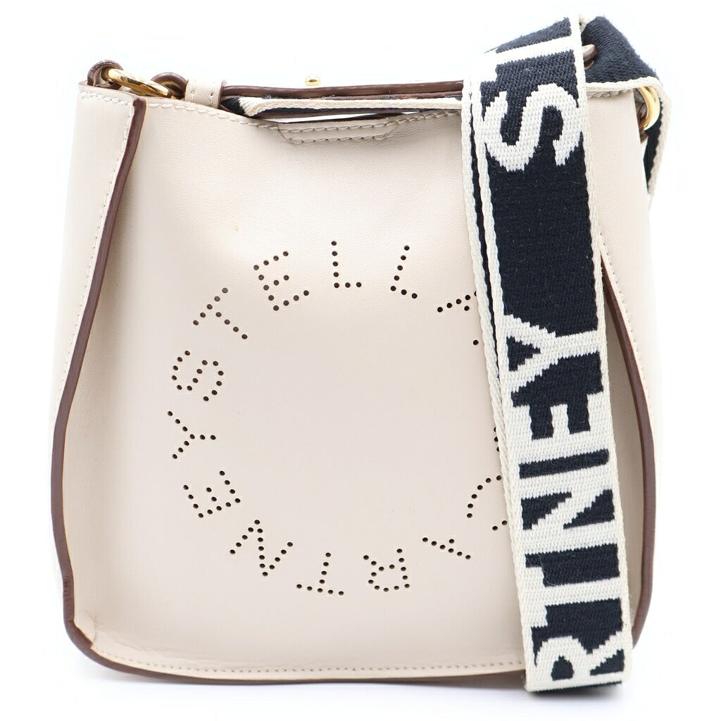 STELLA McCARTNEY(ステラマッカートニー) ステラロゴ クロスボディバッグ ショルダーバッグ アイボリー レザー ゴールド金具