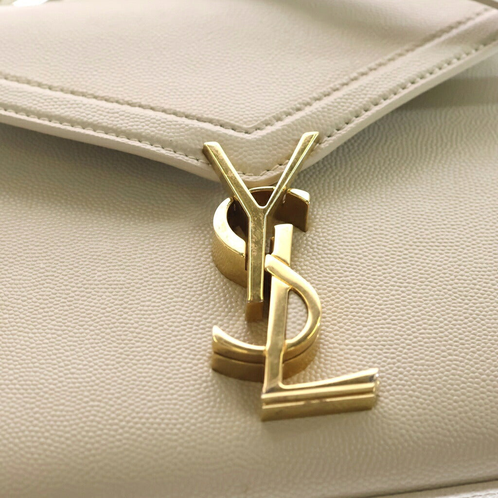 SAINT LAURENT PARIS(サンローランパリ) カサンドラ トップハンドル 2WAYハンドバッグ ショルダーバッグ アイボリー レザー 623930 ゴールド金具