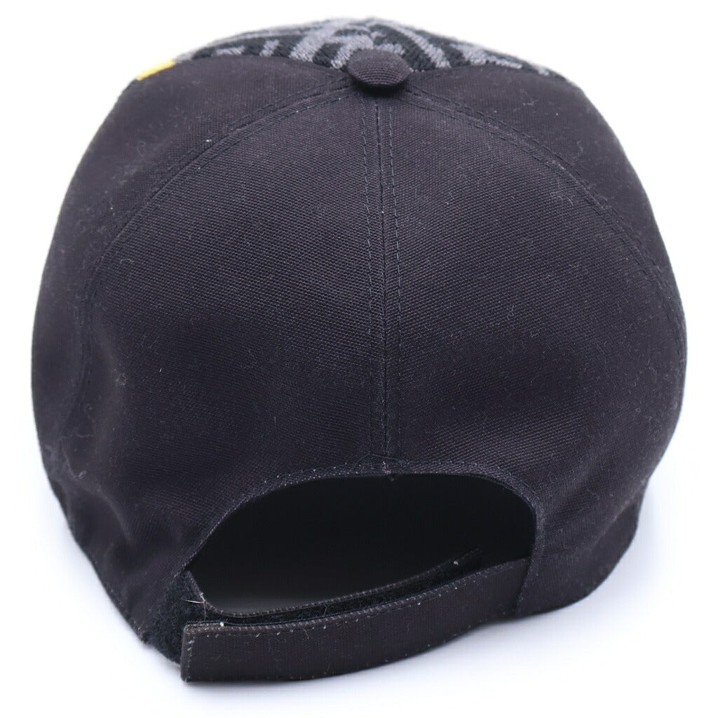 FENDI(フェンディ) ロゴ キャップ 帽子 ズッカ柄 コットン ブラック/グレー