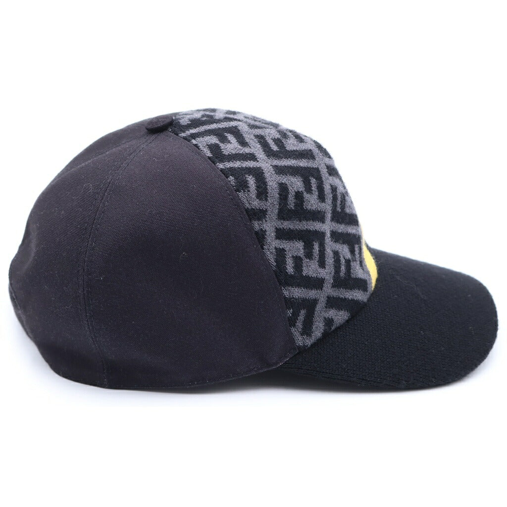 FENDI(フェンディ) ロゴ キャップ 帽子 ズッカ柄 コットン ブラック/グレー