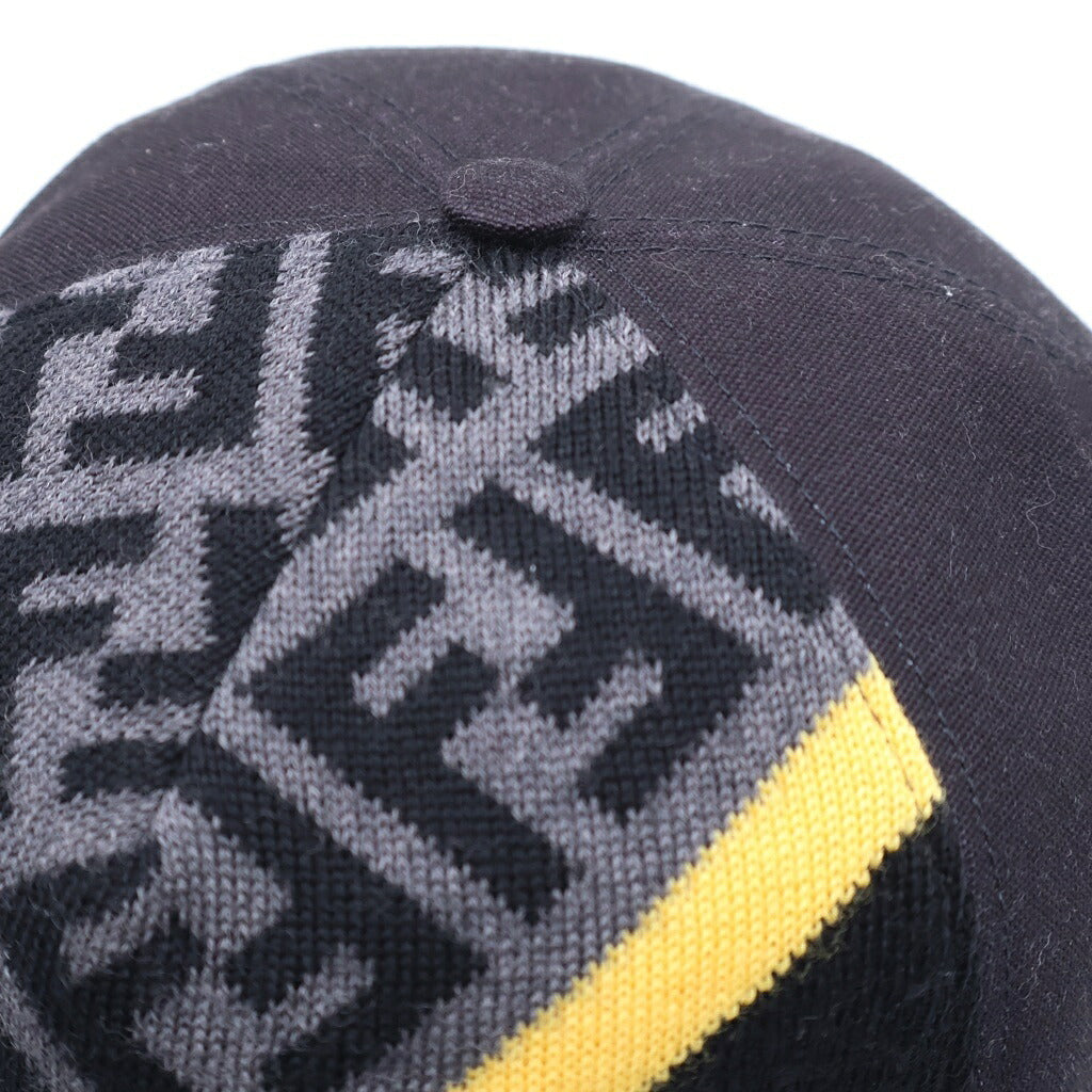 FENDI(フェンディ) ロゴ キャップ 帽子 ズッカ柄 コットン ブラック/グレー