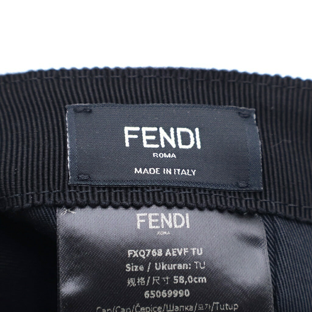 FENDI(フェンディ) ロゴ キャップ 帽子 ズッカ柄 コットン ブラック/グレー