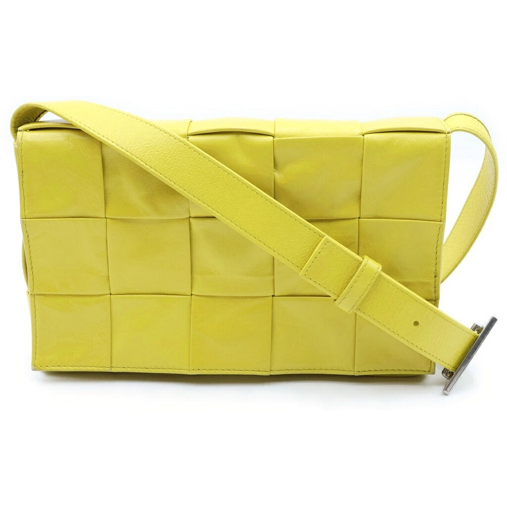 BOTTEGA VENETA(ボッテガヴェネタ) マキシイントレチャート カセット ショルダーバッグ イエロー レザー シルバー金具