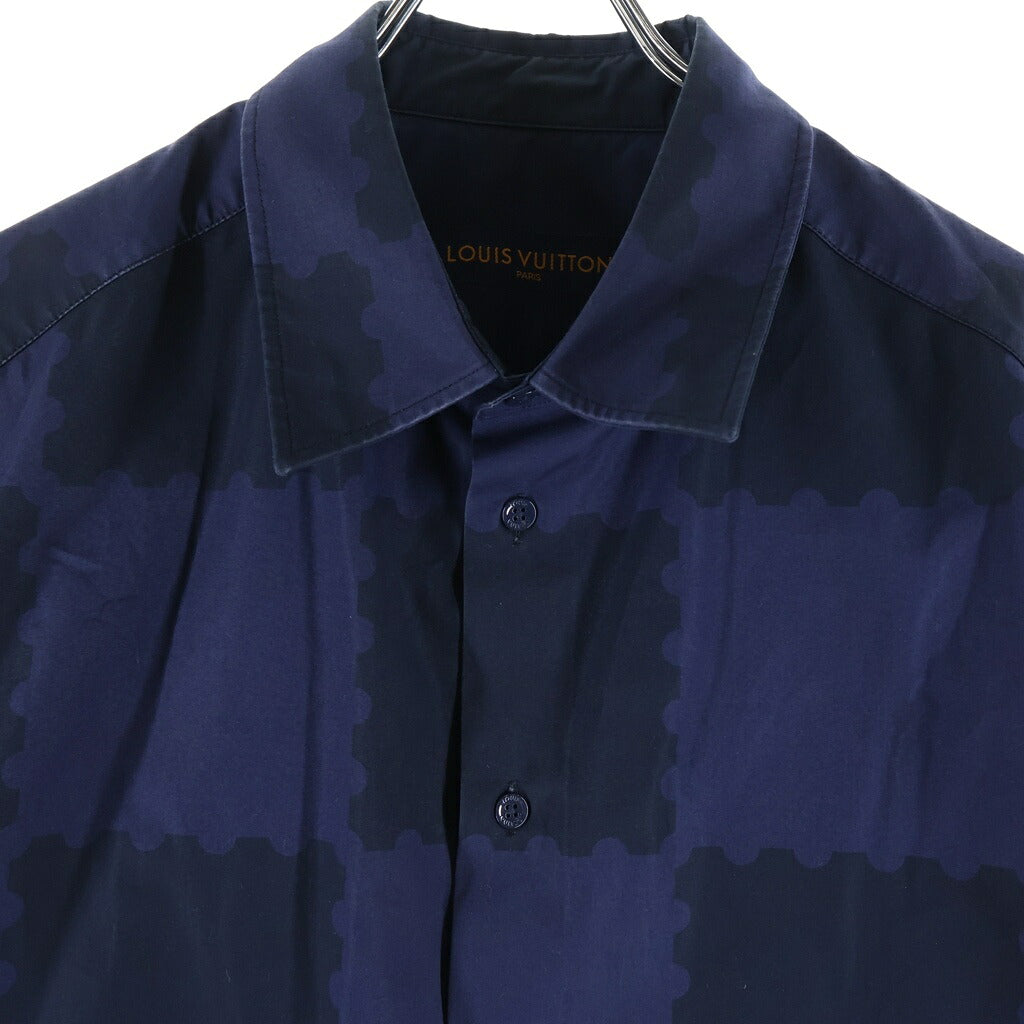 LOUIS VUITTON(ルイヴィトン) ×NIGO 22SS 半袖シャツ ジャイアントダミエ コットン ネイビー RM221M