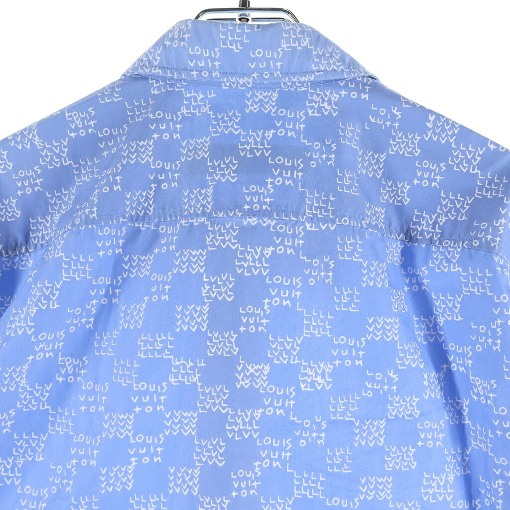 LOUIS VUITTON(ルイヴィトン) ダミエスプレッド 半袖シャツ コットン ポリアミド ライトブルー RM222M NF4 HNS20W