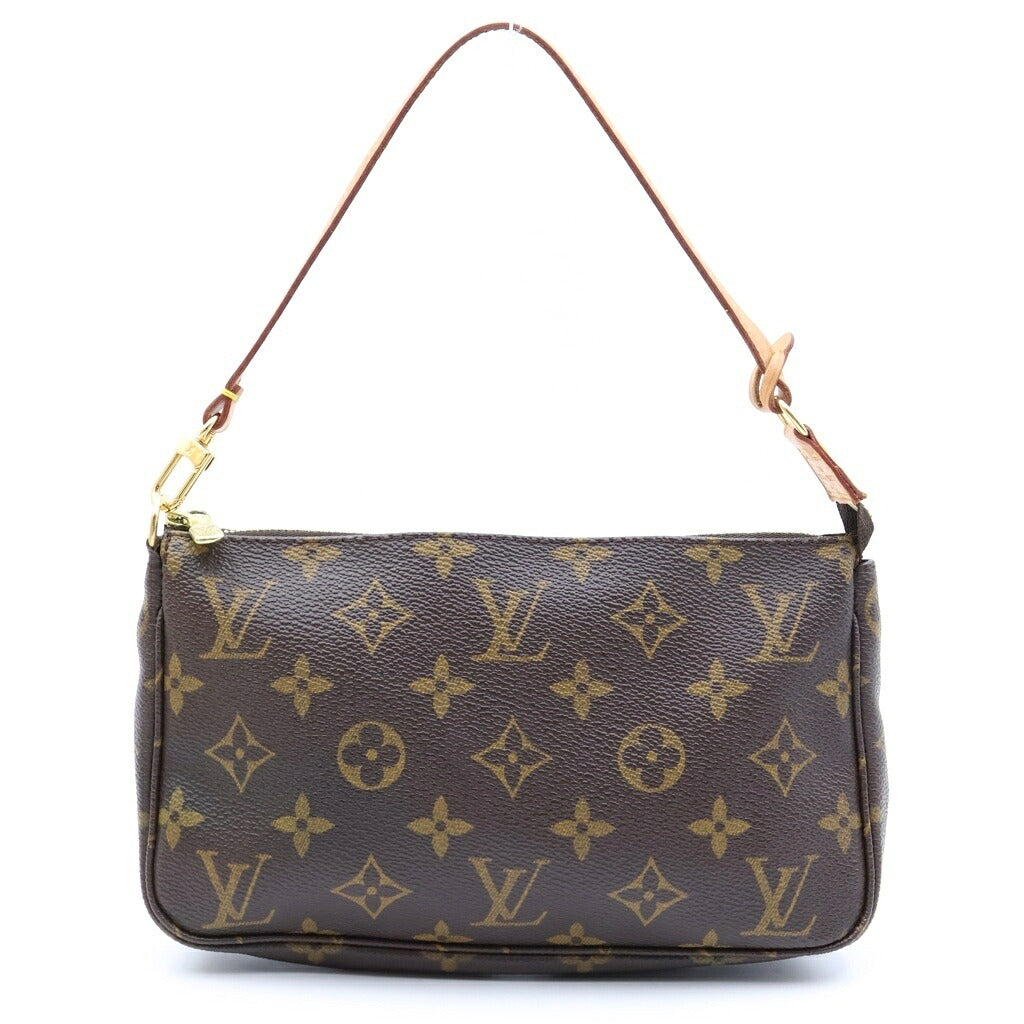 LOUIS VUITTON(ルイヴィトン) モノグラム ポシェットアクセソワール ハンドバッグ ポーチ ケース ブラウン レザー×PVC M51980 ゴールド金具