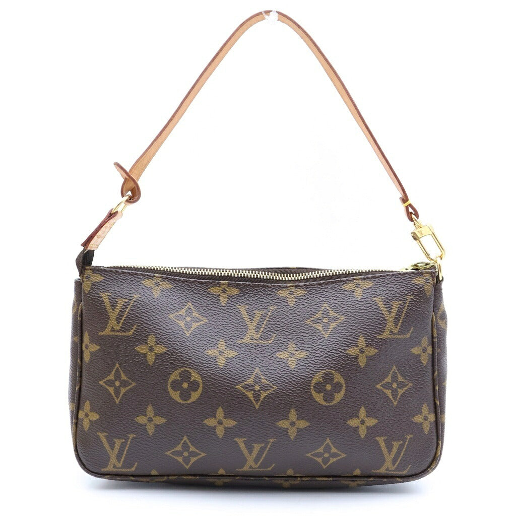 LOUIS VUITTON(ルイヴィトン) モノグラム ポシェットアクセソワール ハンドバッグ ポーチ ケース ブラウン レザー×PVC M51980 ゴールド金具
