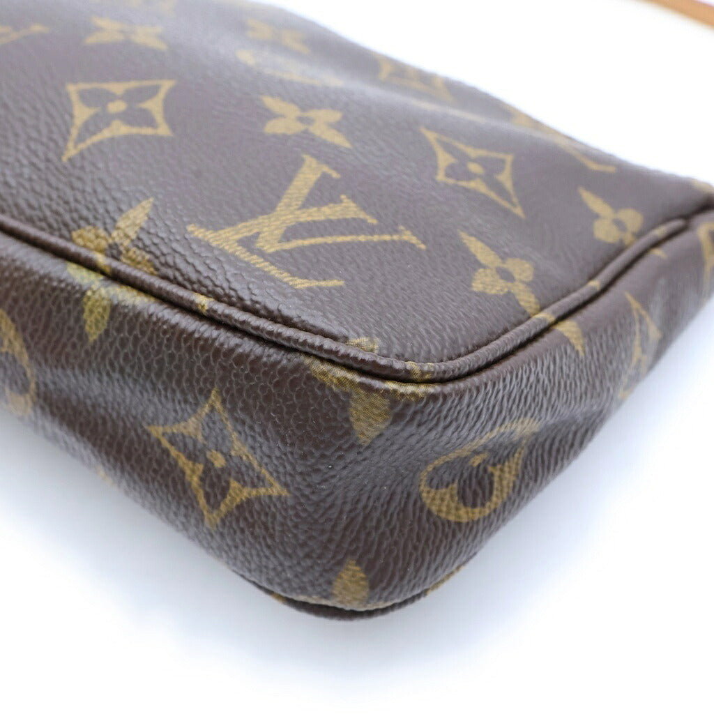 LOUIS VUITTON(ルイヴィトン) モノグラム ポシェットアクセソワール ハンドバッグ ポーチ ケース ブラウン レザー×PVC M51980 ゴールド金具