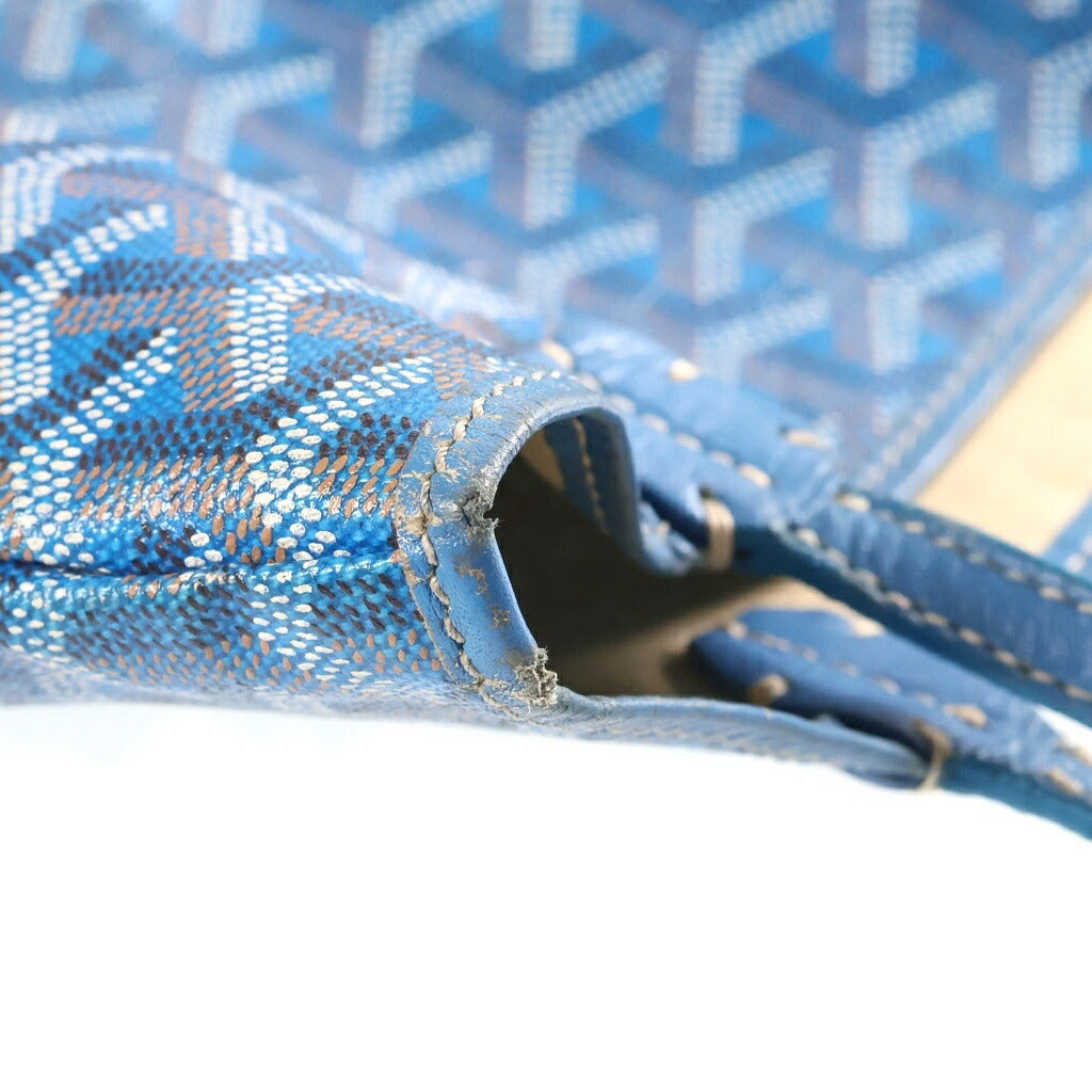 GOYARD(ゴヤール) サンルイ ジュニア ミニ ハンドバッグ ヘリンボーン PVCレザー ブルー