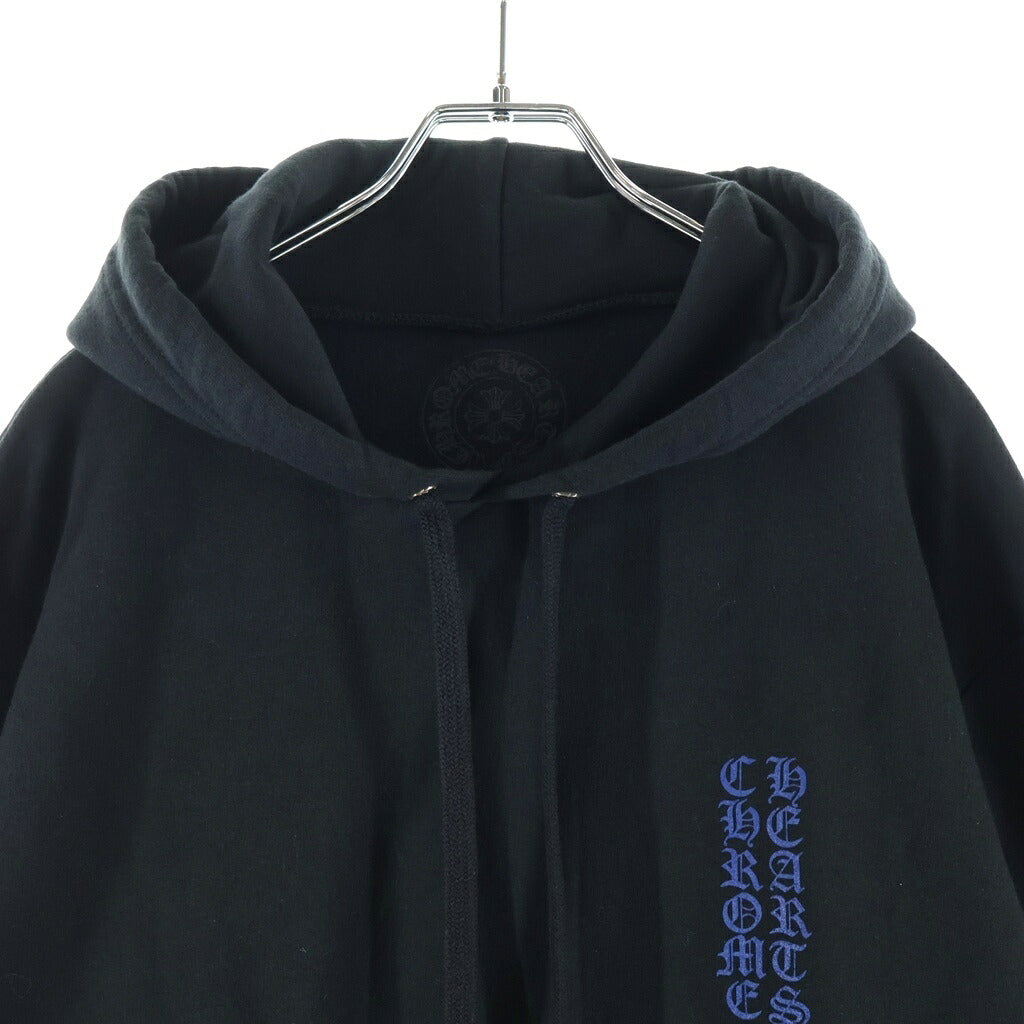 CHROME HEARTS(クロムハーツ) バーティカルロゴプリント プルオーバー スウェットパーカー フーディー ブラック/ブルー