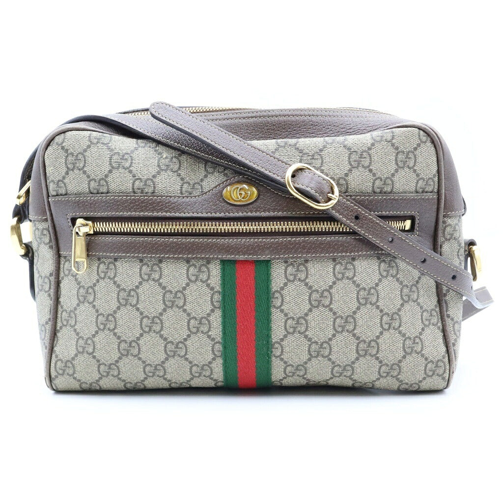 GUCCI(グッチ) オフィディア GGスプリーム ショルダーバッグ ブラウン レザー×PVC 517080 ゴールド金具