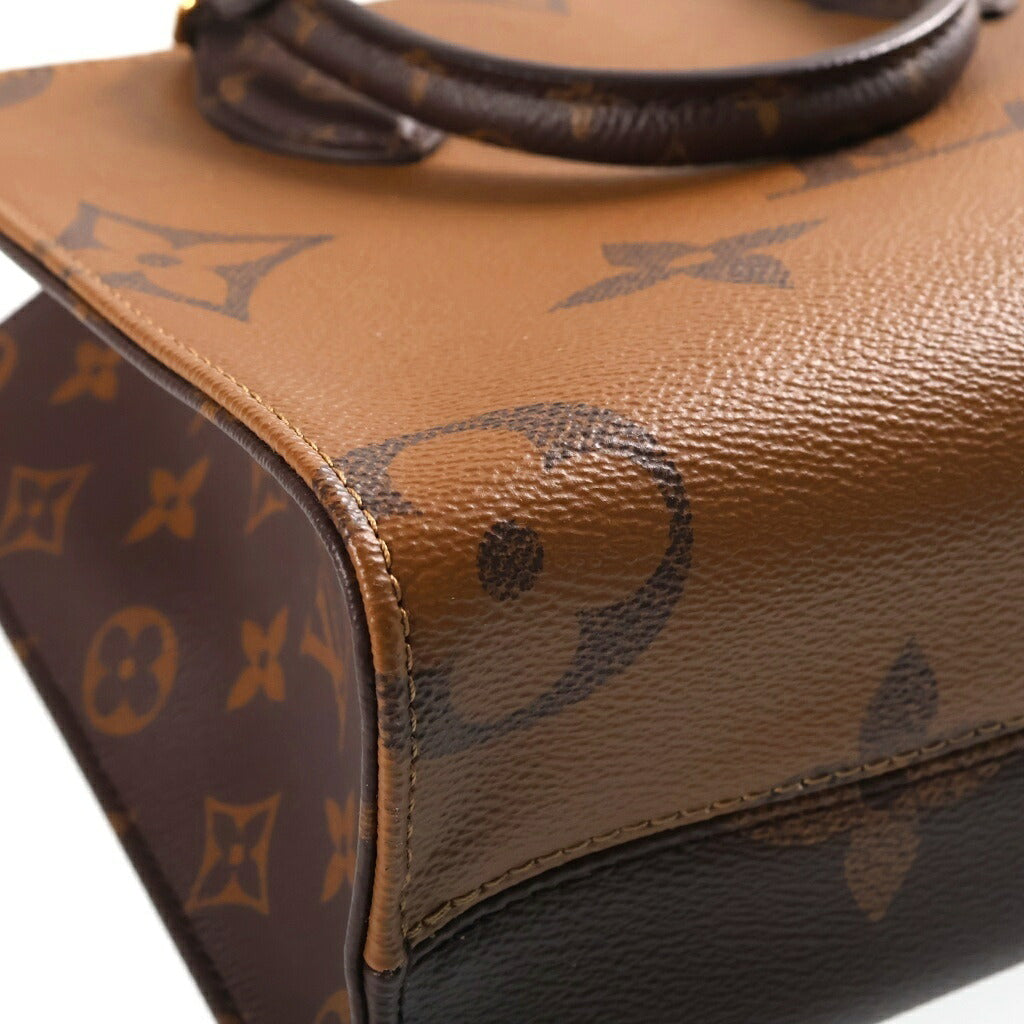 LOUIS VUITTON(ルイヴィトン) モノグラムジャイアントリバース オンザゴーPM PVC レザー 2WAY ハンド ショルダー トートバッグ ゴールド金具 ブラウン M46373 EFID