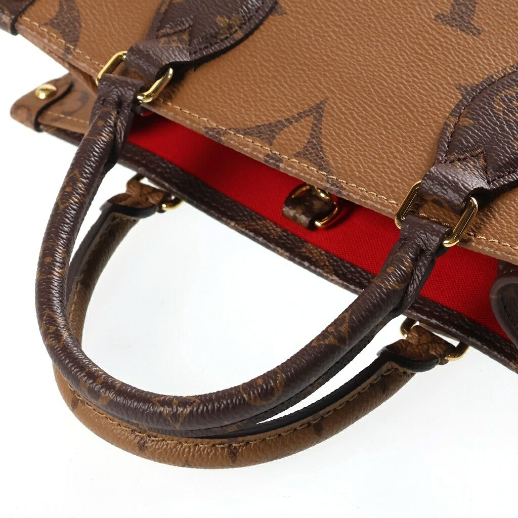 LOUIS VUITTON(ルイヴィトン) モノグラムジャイアントリバース オンザゴーPM PVC レザー 2WAY ハンド ショルダー トートバッグ ゴールド金具 ブラウン M46373 EFID